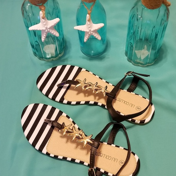 Summer Starfish Flat Sandals Size 8 - Picture 2 of 6